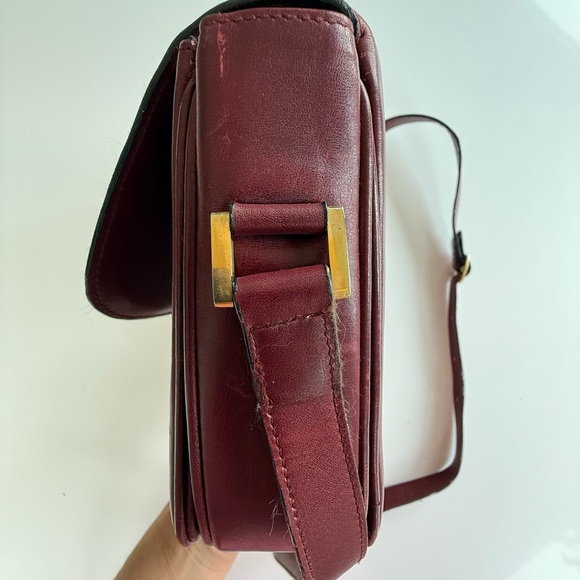 VINTAGE Lancel Paris Crossbody Purse Burgundy Wine w/Adjustable Strap - Picture 7 of 16